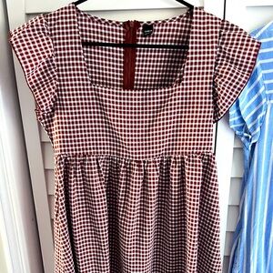 Burgundy gingham dress